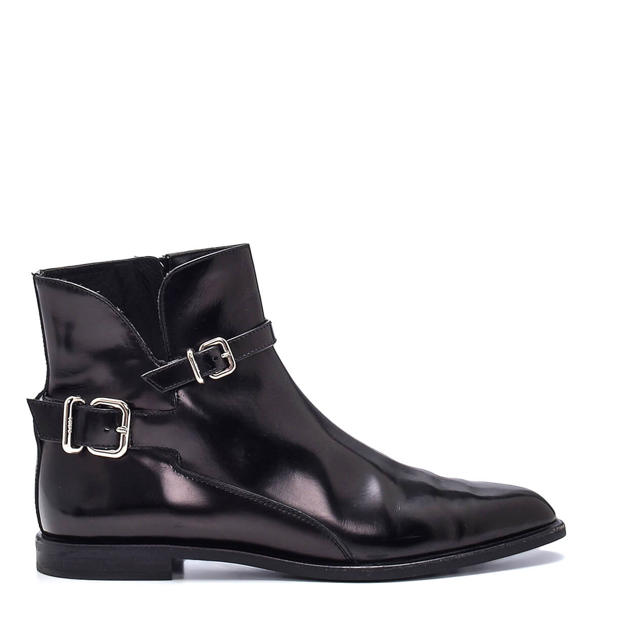 Tod's - Black Leather Double Buckle Ankle Boots